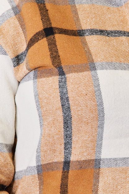 Perfee Plaid Print Dropped Shoulder Shirt - Tigbul's Variety Fashion Shop