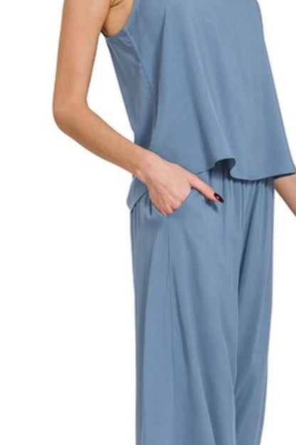Zenana Woven Cami & Pants Set - Tigbul's Variety Fashion Shop