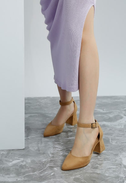 Rozita Microfiber Block Heel Sandals - Tigbul's Variety Fashion Shop