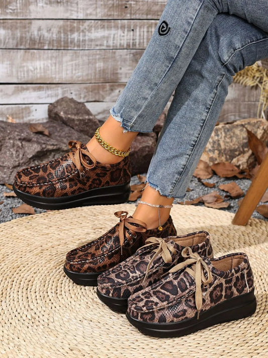 Leopard Round Toe Platform Loafers - Tigbul's Variety Fashion Shop