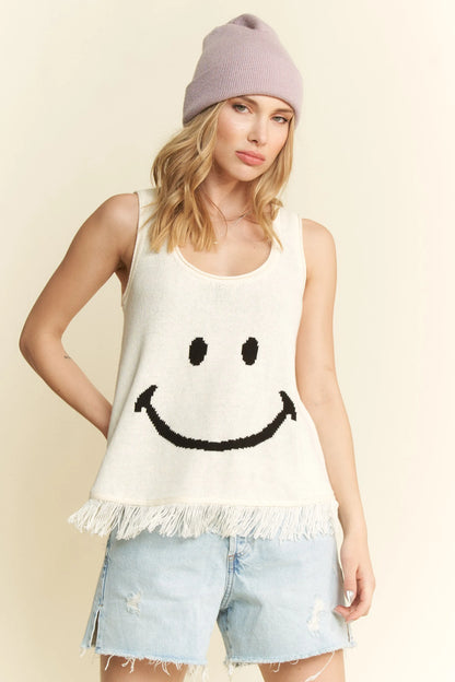 Jade By Jane Full Size Smiley Fringe Hem Tank Plus Size - Tigbul's Variety Fashion Shop