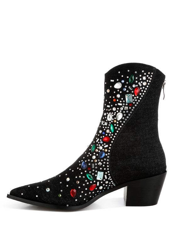 Starlit Multi Color Stones Embellished Boots - Tigbul's Variety Fashion Shop