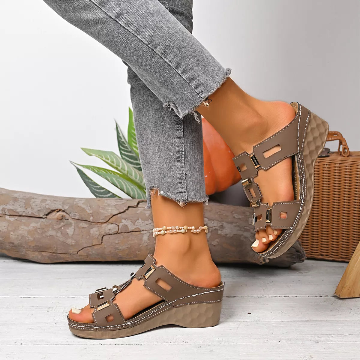 Women's Open Toe Wedge Sandals - Tigbul's Variety Fashion Shop