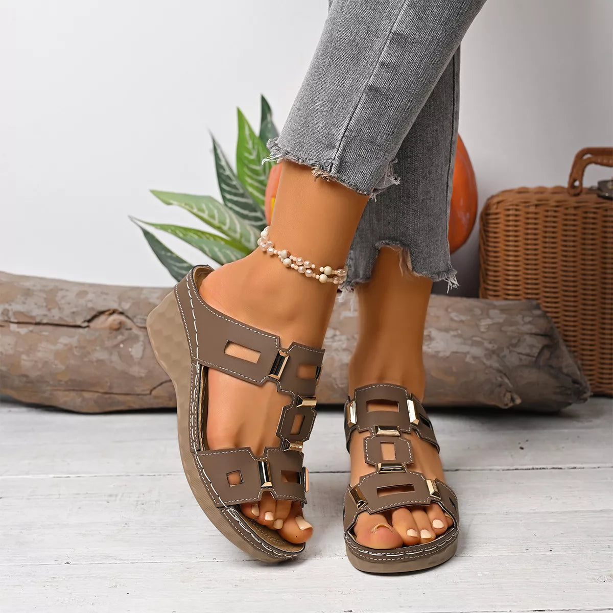 Women's Open Toe Wedge Sandals - Tigbul's Variety Fashion Shop
