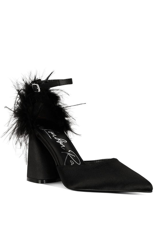 Fur Detail Block Heel Sandals - Tigbuls Variety Fashion