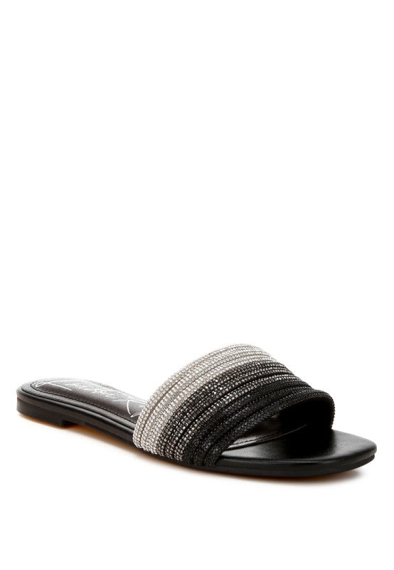 Chrisy Rhinestone Strap Slip On Flats - Tigbul's Variety Fashion Shop