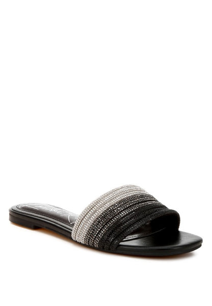 Chrisy Rhinestone Strap Slip On Flats - Tigbul's Variety Fashion Shop