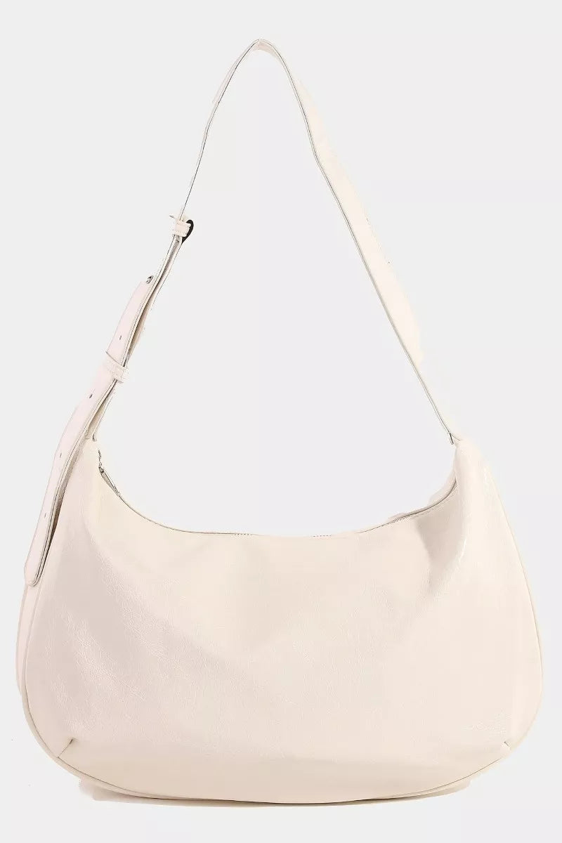 Faux Leather Hobo Crescent Shoulder Bag - Tigbul's Variety Fashion Shop