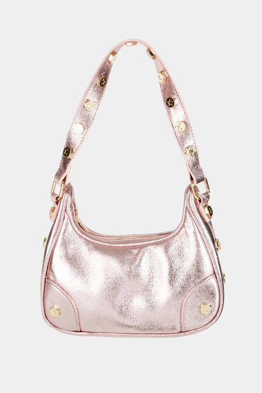 Star Button Trim Pink Hobo Handbag - Tigbul's Variety Fashion Shop