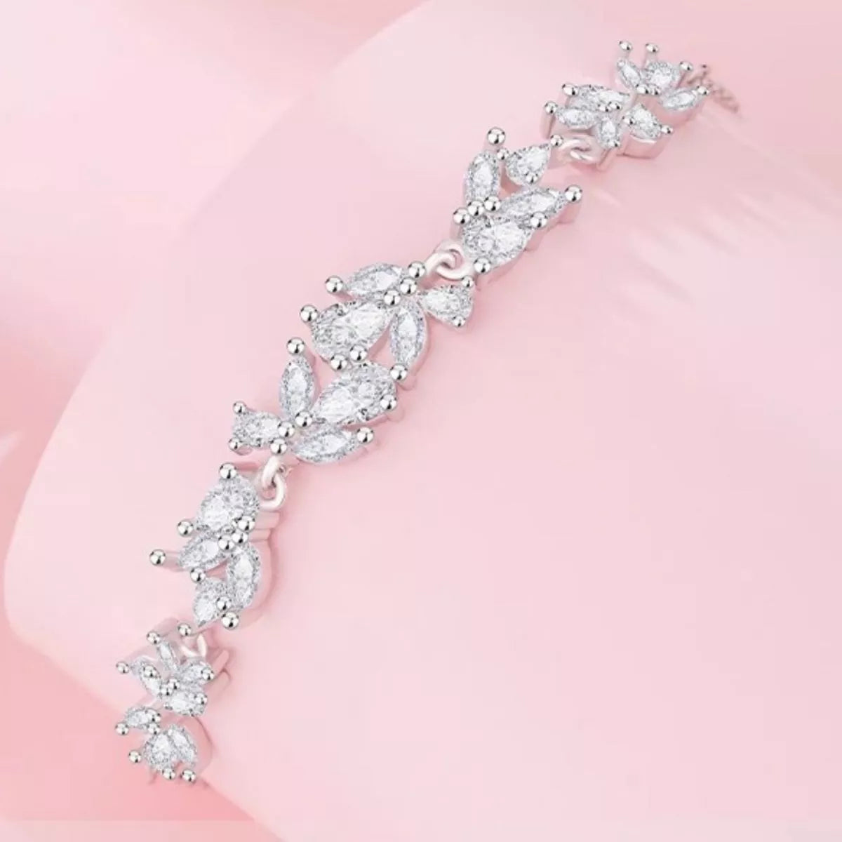 Zircon Wisteria bracelet, silver-tone chain with teardrop sparkle links