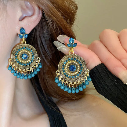 Rhinestone Alloy Bead Dangle Earrings - Tigbul's Variety Fashion Shop