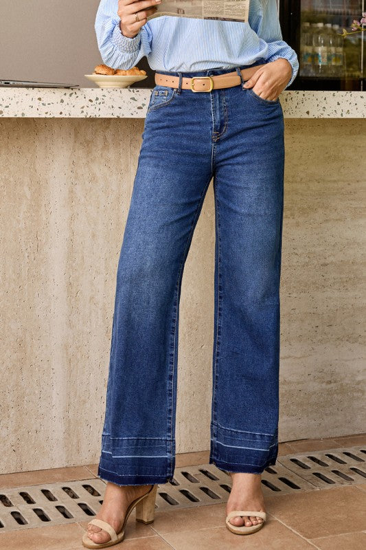 Denim Raw Hem Straight Leg Jeans - Tigbul's Variety Fashion Shop