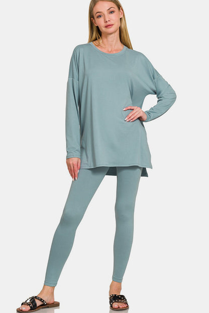 Zenana Full Size Brushed Microfiber Top and Leggings Lounge Set - Tigbul's Variety Fashion Shop