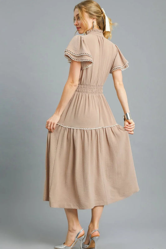 Umgee Tiered Flutter Sleeve Midi Dress - Tigbul's Variety Fashion Shop