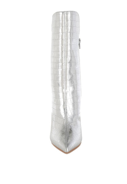 Kultrus Croco Stiletto Heel Mid-Calf Boots - Tigbul's Variety Fashion Shop