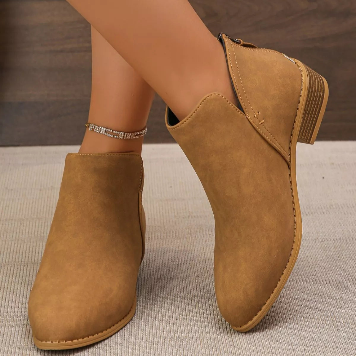 Women's Point Toe Block Heels Boots - Tigbul's Variety Fashion Shop