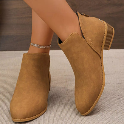 Women's Point Toe Block Heels Boots - Tigbul's Variety Fashion Shop