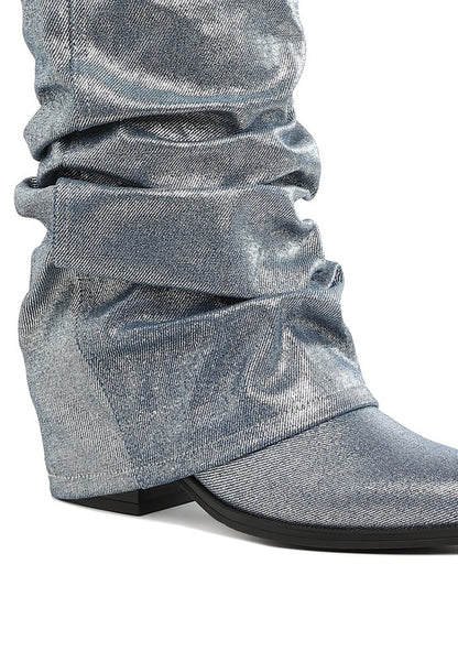 Capella Fold-Over Slouchy Denim Boot - Tigbul's Variety Fashion Shop