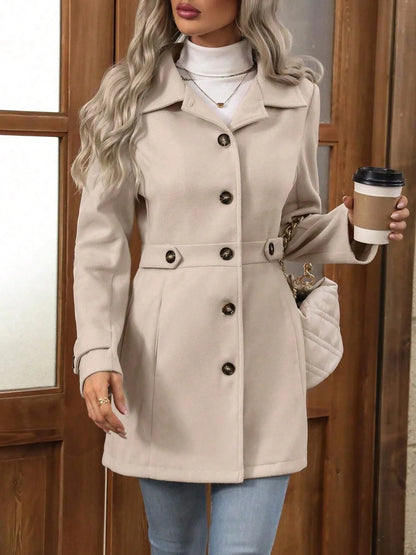 Button Up Long Sleeve Coat - Tigbul's Variety Fashion Shop
