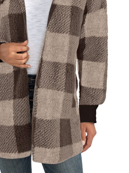 Plaid Long Sleeve Hooded Coat - Tigbul's Variety Fashion Shop