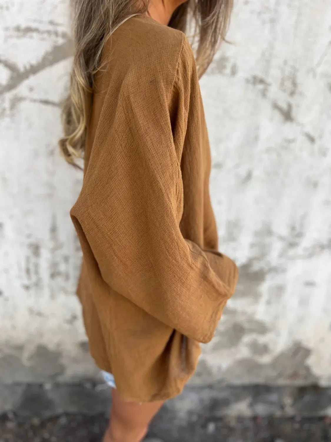 Full Size One Button Long Sleeve Shirt - Tigbul's Variety Fashion Shop