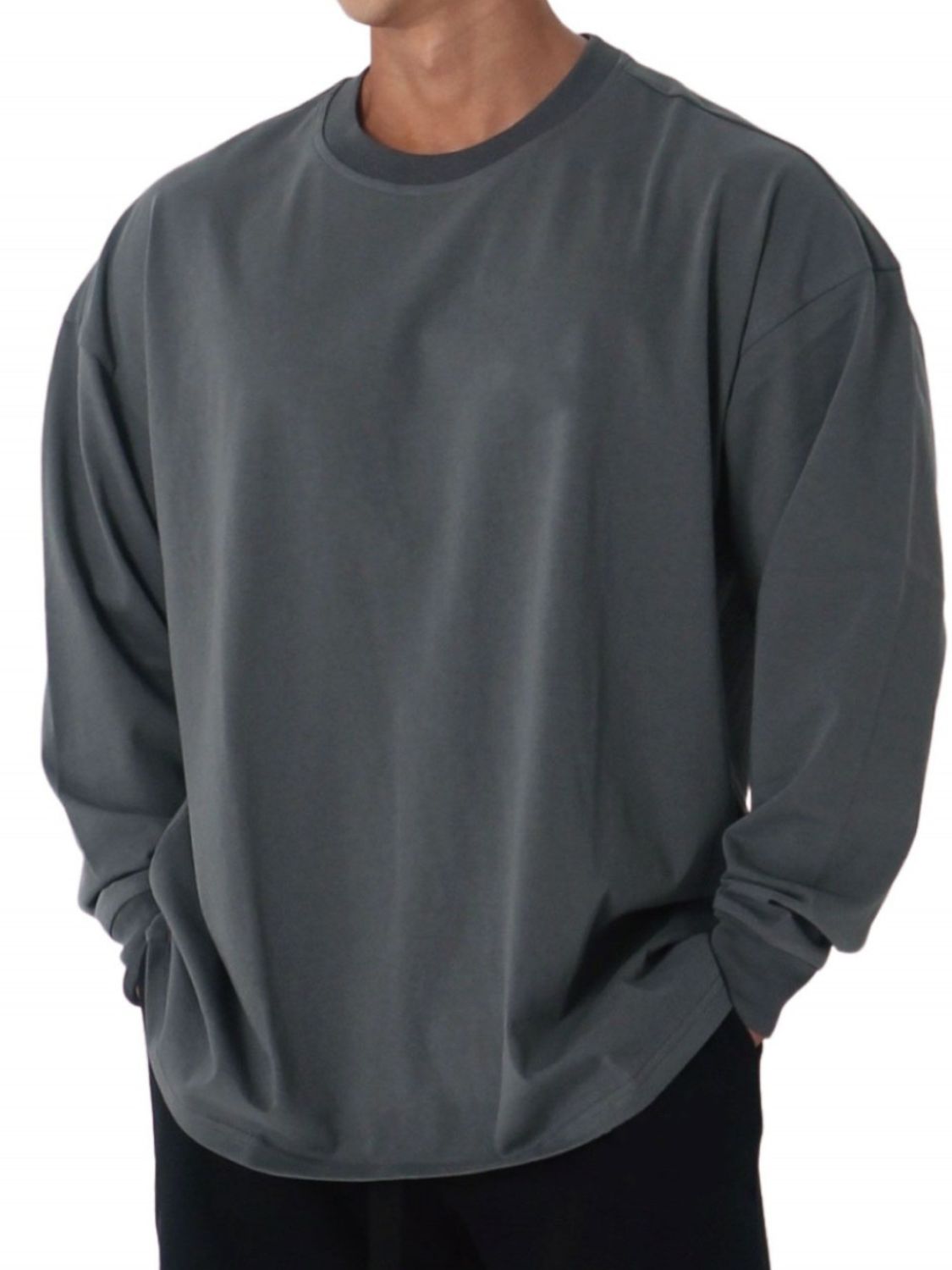 Men's Plus Size Round Neck Long Sleeve T-Shirt - Tigbul's Variety Fashion Shop