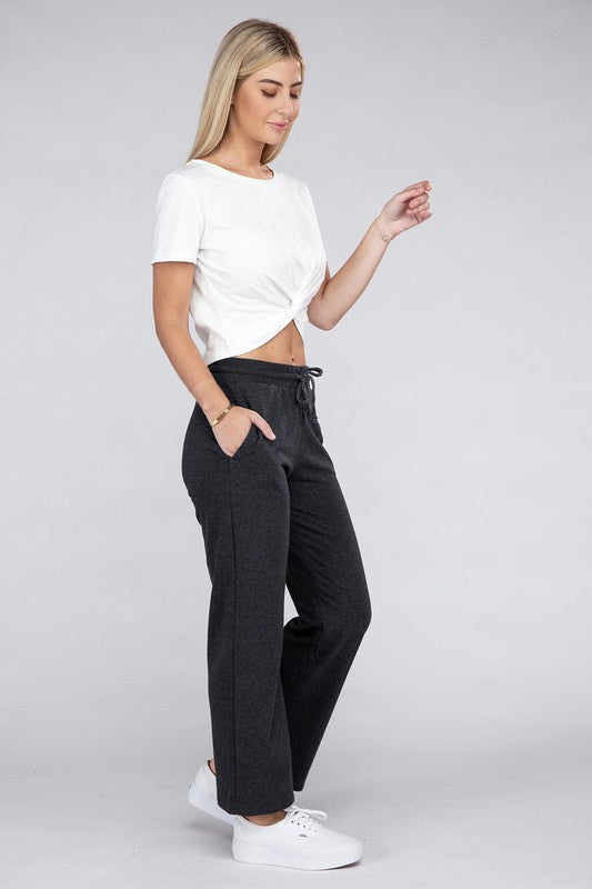 Lounge Wide Pants with Drawstrings - Tigbuls Variety Fashion