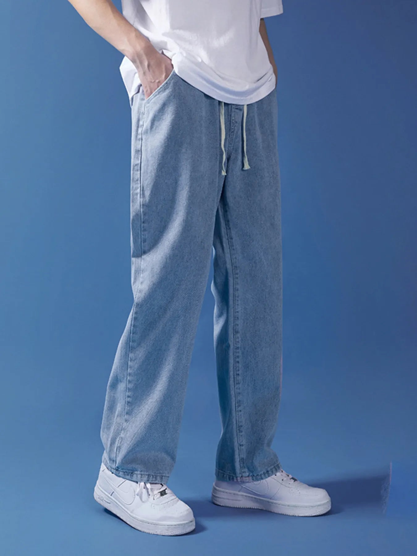 Men's Full Size Drawstring Relaxed Fit Jeans Plus Size - Tigbul's Variety Fashion Shop