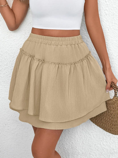 Elastic Waist Layered Skirt - Tigbul's Variety Fashion Shop