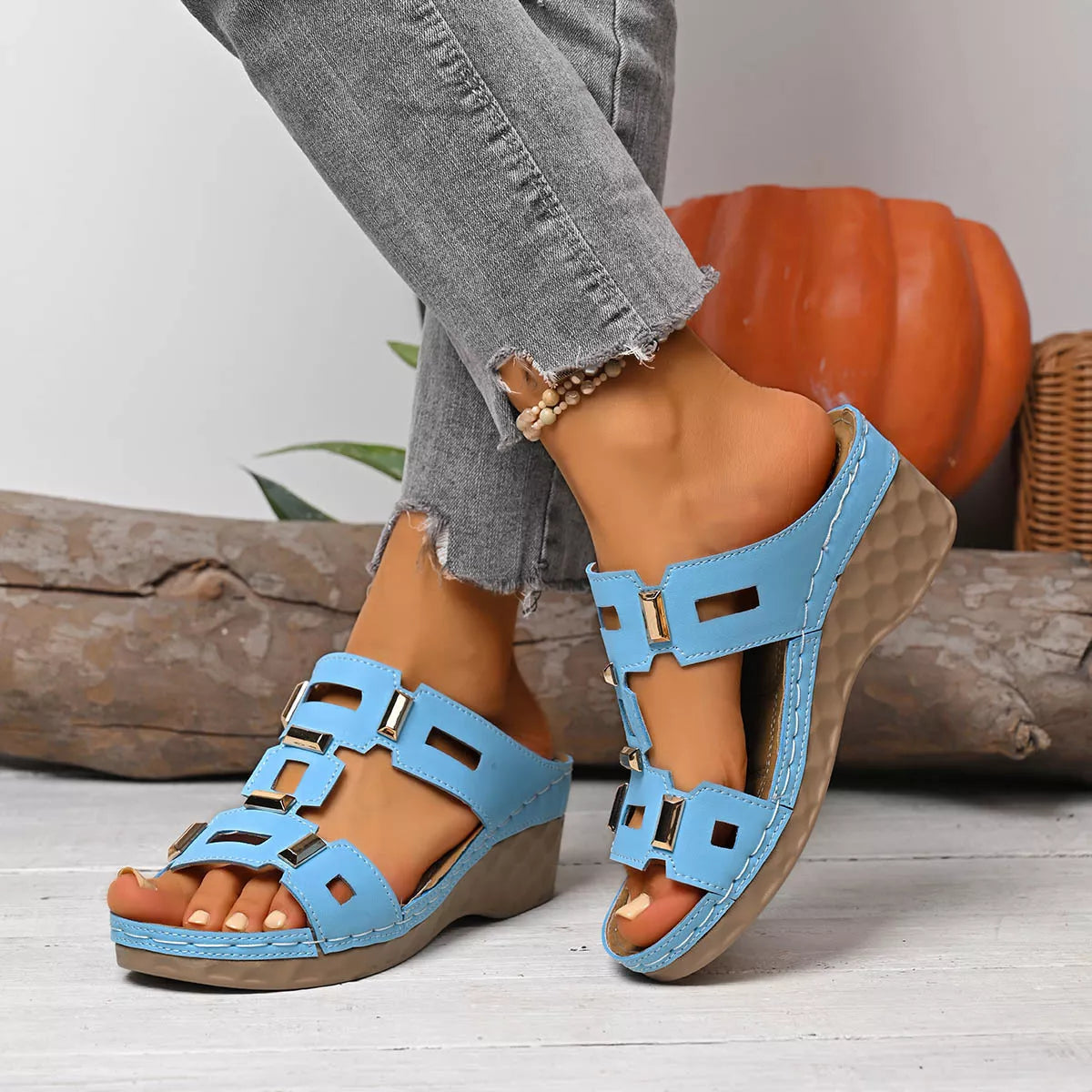 Women's Open Toe Wedge Sandals - Tigbul's Variety Fashion Shop