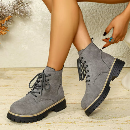 Round Toe Lace Up Boots - Tigbul's Variety Fashion Shop