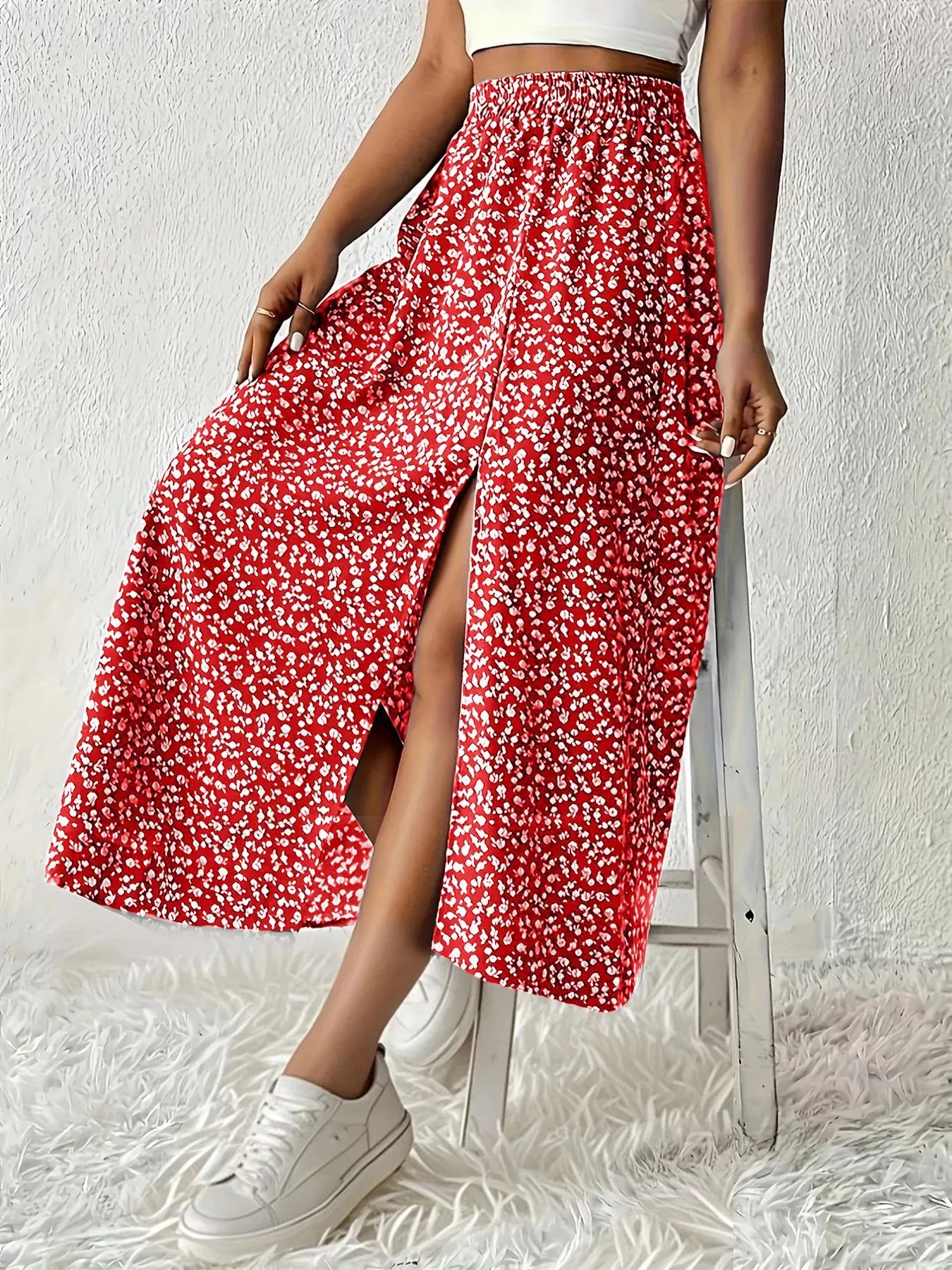 Slit Printed Skirt - Tigbul's Variety Fashion Shop