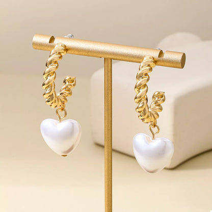 18K Gold-Plated C-Hoop Heart Earrings - Tigbul's Variety Fashion Shop