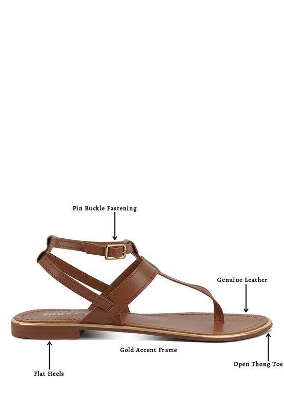 Rag & Co Irene Flat Leather Thong Sandals - Tigbuls Variety Fashion