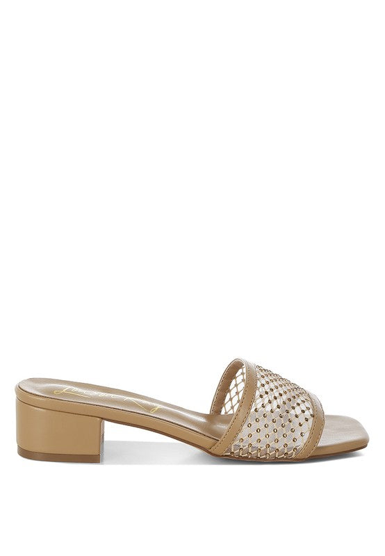 Kenzia Rhinestone Studded Slip-On Heels - Tigbul's Variety Fashion Shop