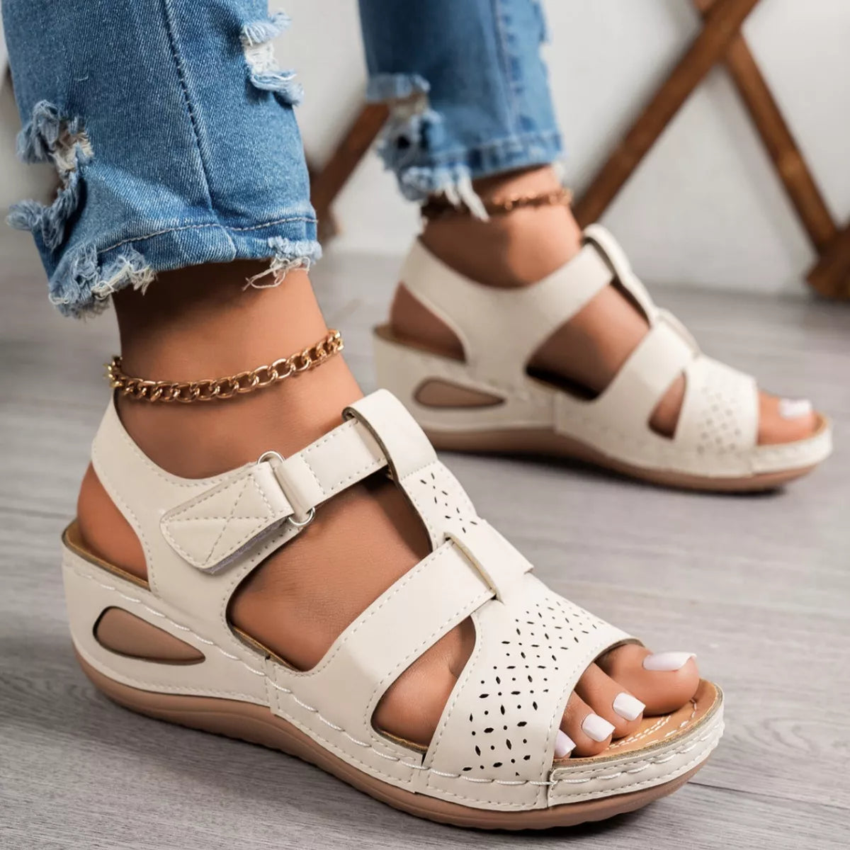 Open Toe Wedge Sandals - Tigbul's Variety Fashion Shop