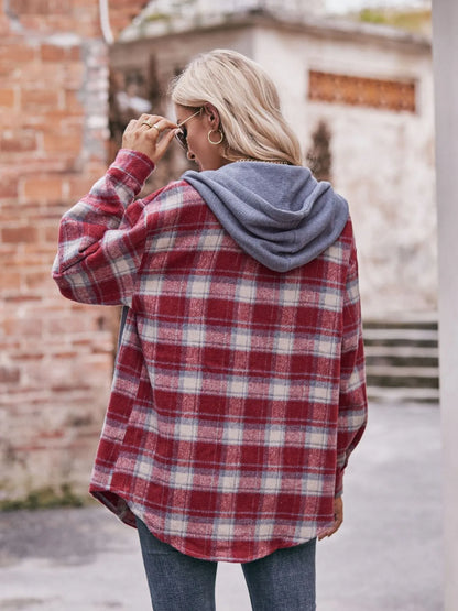 Oversized Plaid Button Up Shacket - Tigbul's Variety Fashion Shop