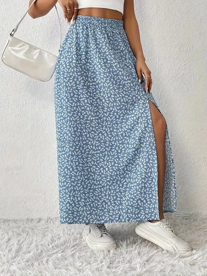 Slit Printed Skirt - Tigbul's Variety Fashion Shop