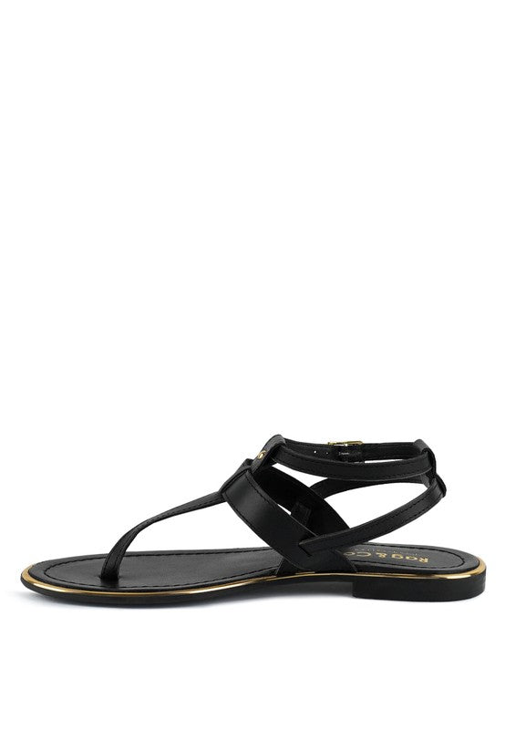 Rag & Co Irene Flat Leather Thong Sandals - Tigbuls Variety Fashion