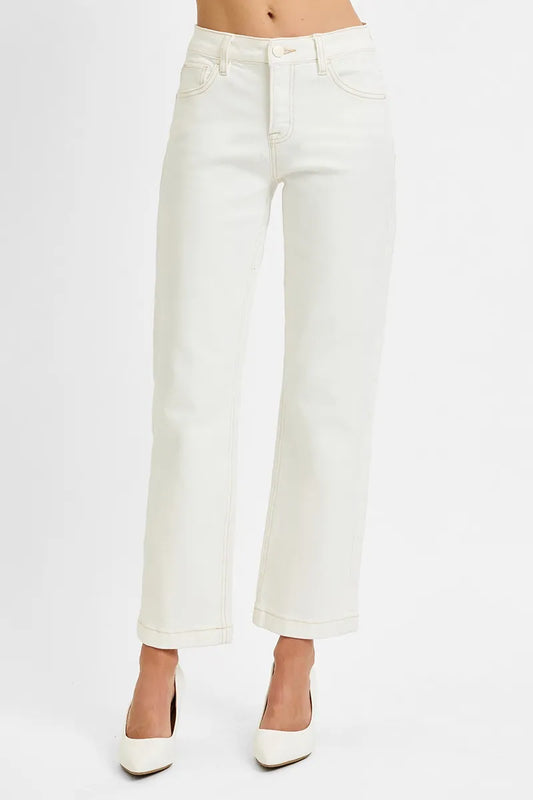 RISEN Full Size Tummy Control Mid Rise Ankle Straight Jeans Plus Size - Tigbul's Variety Fashion Shop