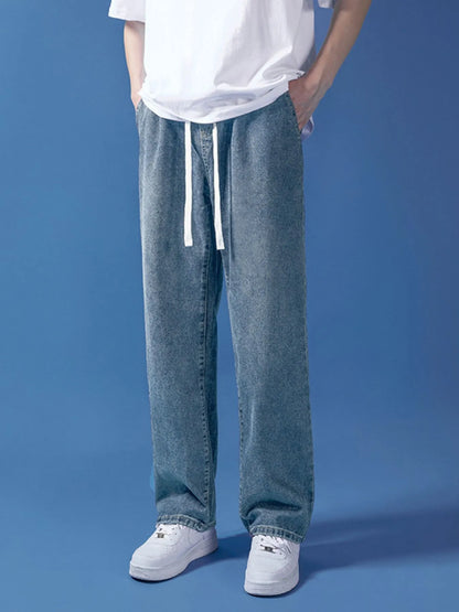 Men's Full Size Drawstring Relaxed Fit Jeans Plus Size - Tigbul's Variety Fashion Shop
