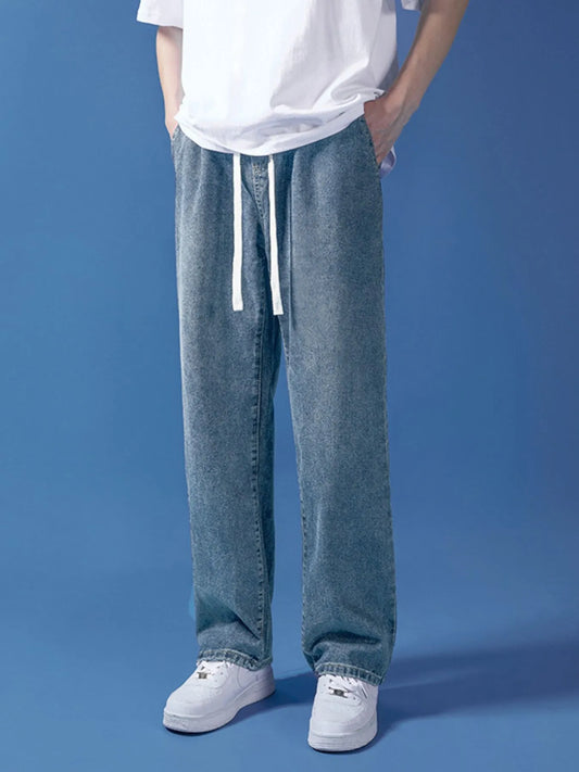 Men's Full Size Drawstring Relaxed Fit Jeans Plus Size - Tigbul's Variety Fashion Shop