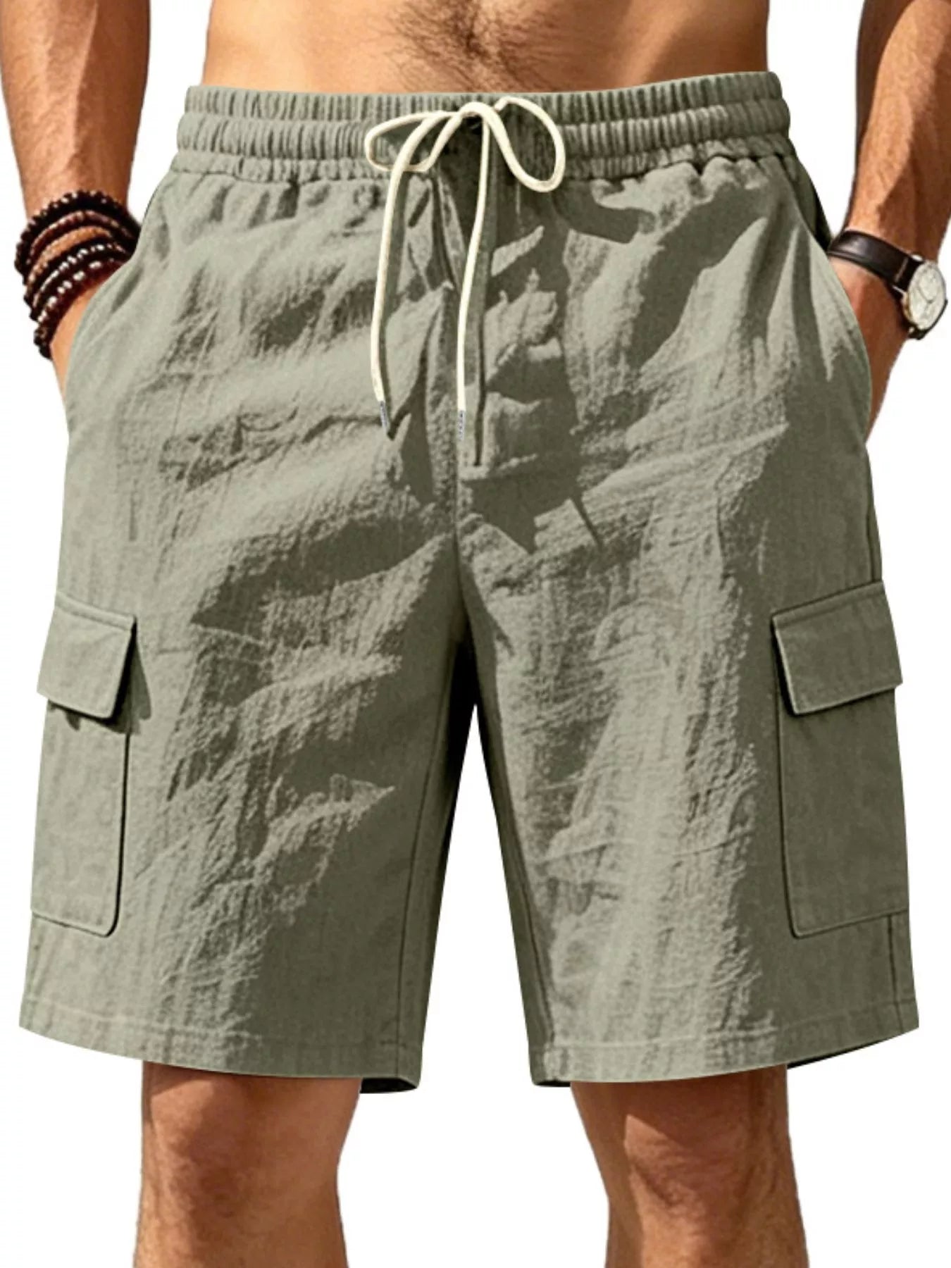 Men's Plus Size Casual Cargo Shorts with Drawstring Waist - Tigbul's Variety Fashion Shop