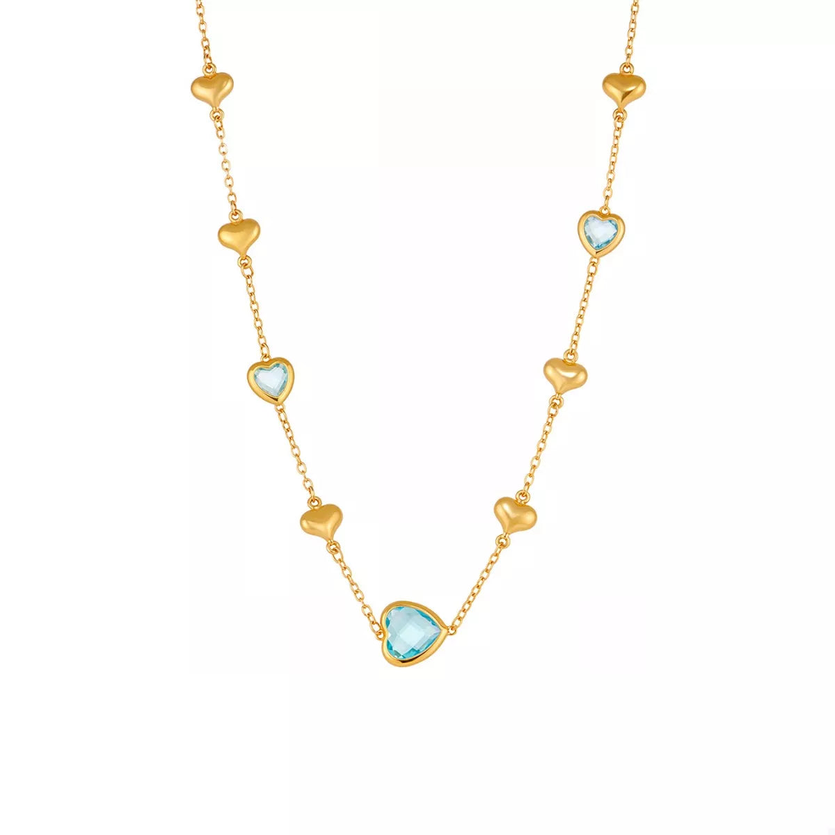 18K Gold-Plated Heart Necklace with Glass Stone - Tigbul's Variety Fashion Shop