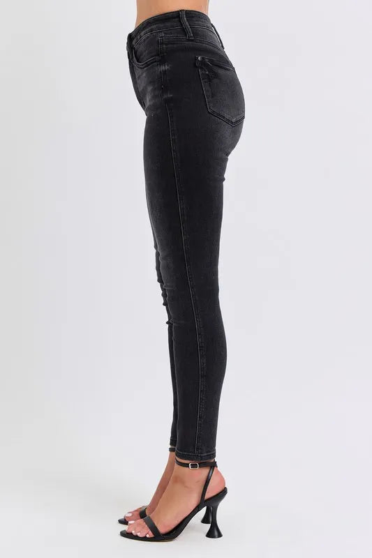 Judy Blue Full Size Midi Rise Tummy Control Skinny Jeans Plus Size - Tigbul's Variety Fashion Shop