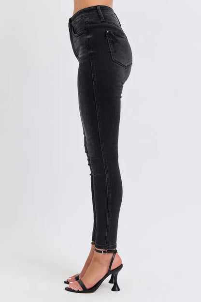 Judy Blue Full Size Midi Rise Tummy Control Skinny Jeans Plus Size - Tigbul's Variety Fashion Shop