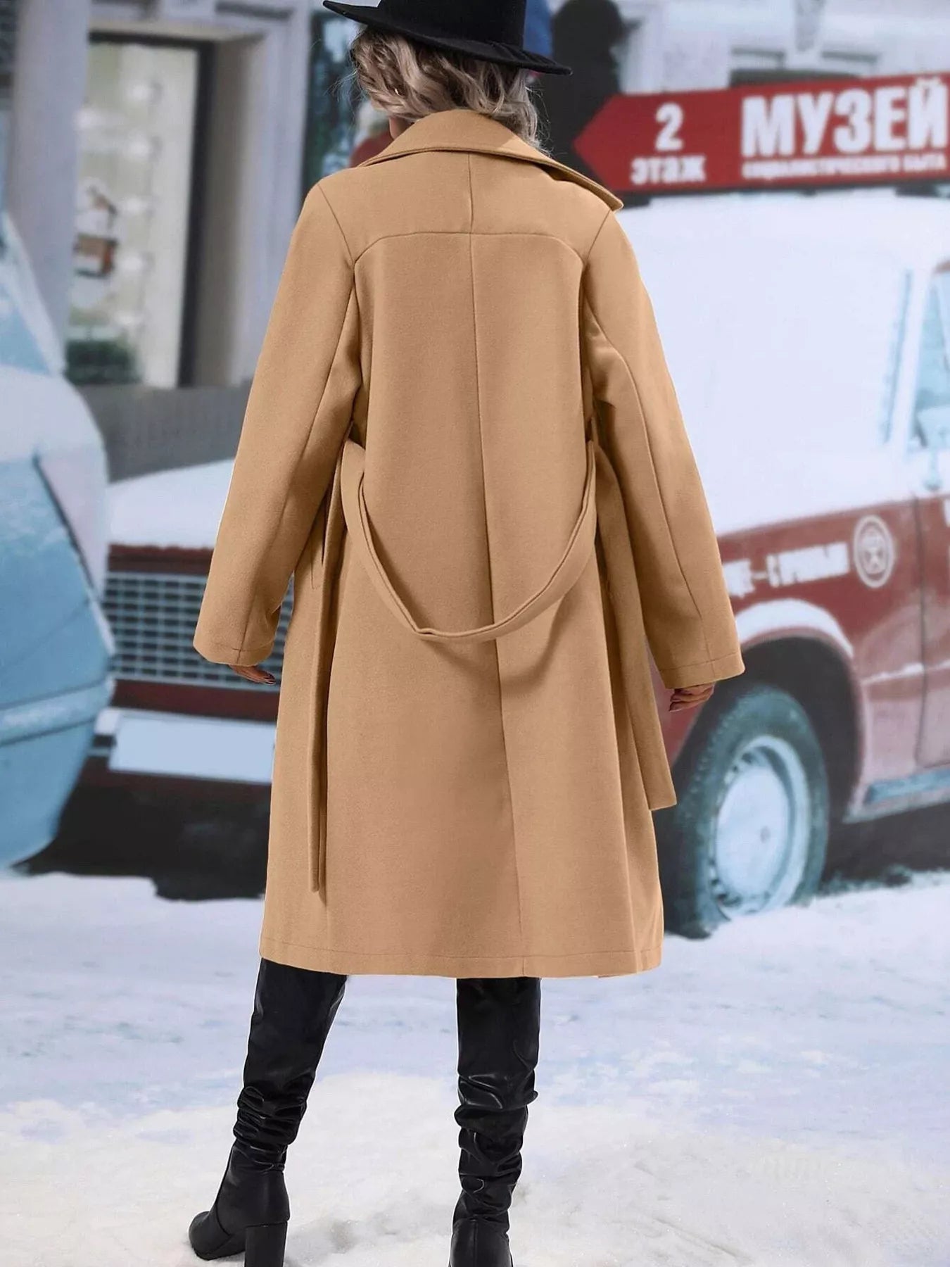 Double-Breasted Lapel Collar Overcoat - Tigbul's Variety Fashion Shop