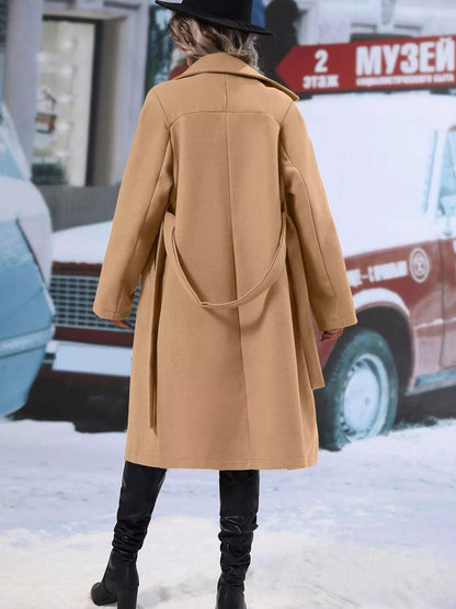 Double-Breasted Lapel Collar Overcoat - Tigbul's Variety Fashion Shop