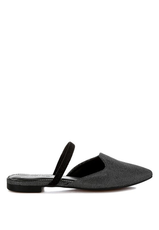 Twiggy Glitter Faux Leather Flat Mules - Tigbul's Variety Fashion Shop