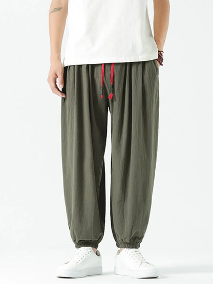 Men's Drawstring Wide Leg Relaxed Fit Pants - Tigbul's Variety Fashion Shop
